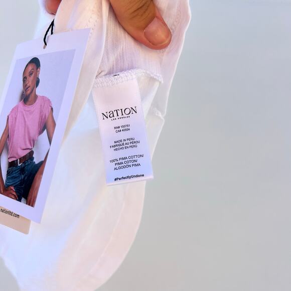 New Nation Ltd Frankie Muscle Tee Pima Cotton T-Shirt White Shirt Top Small - Picture 10 of 11